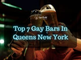 Top 7 Gay Bars In Queens New York - 3 people having a toast with bears in glasses